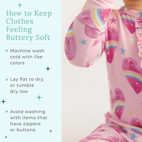 Posh Peanut Footie Pajamas for Baby Girls, Soft Viscose Derived from Bamboo | Footed Grips, True To Size Snug Fit, And Easy Care Wash, Ruffle Bodice With 2-Way Zipper for Easy Access, in Kuwait