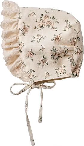 HOOLCHEAN Baby Girls Printed Cotton Bonnet Infant Vintage Flower Lace Sun Protection Hat in Saudi Arabia