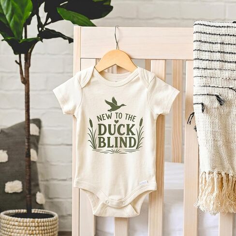 New To The Duck Blind Hunting Baby Reveal Bodysuit (0-3 Months, Natural) | Duck Pregnancy Announcement, Hunting Gift For Buddy, Mallard Graphic, Dad Reveal, Grandpa Surprise, Little Hunter Photo Prop in Kuwait