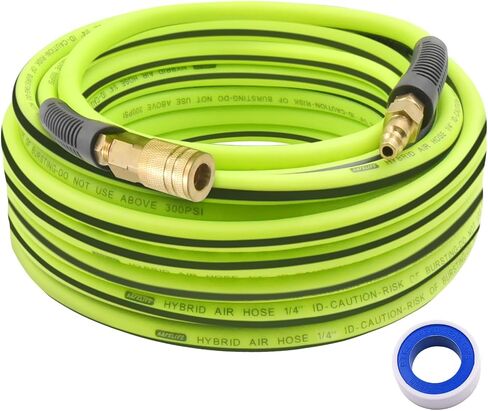 SAFELIFE Air Hose 1/4 in. x 50 ft Air Compressor Hose, Heavy Duty, Lightweight, Hybrid, with 1/4" Industrial Brass Quick Coupler and Plug in Kuwait