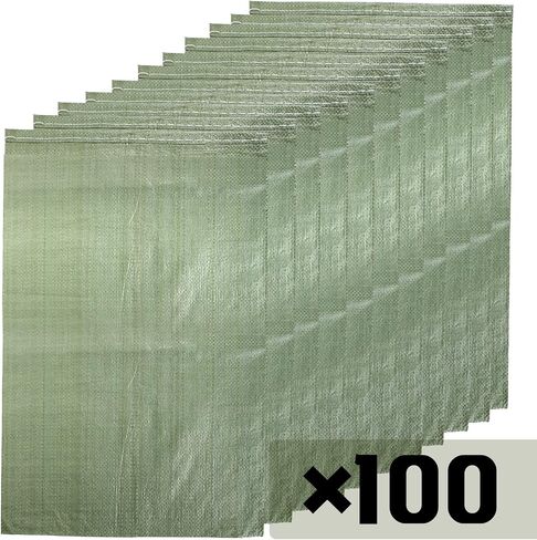 Shappy 100 Pcs Heavy Duty Empty Sandbags for Flooding, 26 x 14 Inches Polypropylene Sand Bags with Solid Ties for Flood Barrier UV Protection Weight Construction Earth Bag Homes(Green) in Kuwait