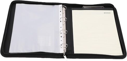 WALFRONT Professional PU Leather Portfolio with Solar Calculator Zipper Closure 10 File Bags 30 Sheets Notebook for Business Interviews Meetings Students in Kuwait