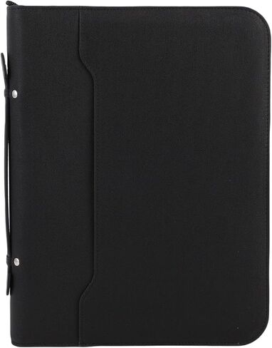 WALFRONT Professional PU Leather Portfolio with Solar Calculator Zipper Closure 10 File Bags 30 Sheets Notebook for Business Interviews Meetings Students in Kuwait
