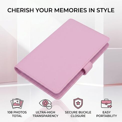 108 Pockets PU Leather Spacious Book Photo Holder for Mini 13, Instant Camera Films, Protect Your Memories in Kuwait