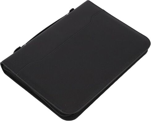 Generic Zipper Business Portfolio with 10 Transparent File Bags and 30 Sheets Notebook PU Leather Professional Folder for Interviews and Conferences Black 10.1 Inch in Kuwait