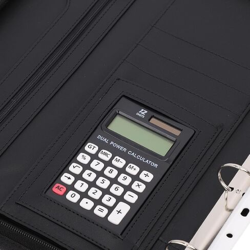 Generic Zipper Business Portfolio with 10 Transparent File Bags and 30 Sheets Notebook PU Leather Professional Folder for Interviews and Conferences Black 10.1 Inch in Kuwait