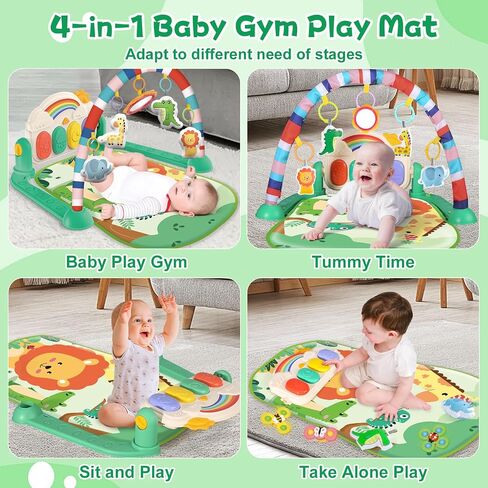 Joryuek Baby Gym & Play Mat, Tummy Time & Activity Mat Toys, Infant to Toddler Play Piano Mat, 0-12 Months (Green) in Kuwait