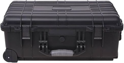 Waterproof Crush Proof Dust Proof Wheeled Tool Case with Pick and Pluck Foam, Adjustable Telescopic Handle, Black Polypropylene Equipment Case for Fragile Instruments in Kuwait