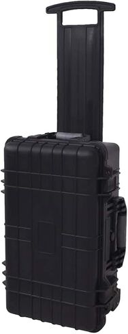 Waterproof Crush Proof Dust Proof Wheeled Tool Case with Pick and Pluck Foam, Adjustable Telescopic Handle, Black Polypropylene Equipment Case for Fragile Instruments in Kuwait