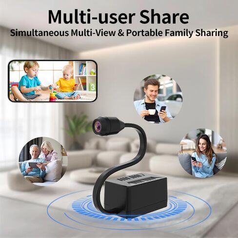3MP WiFi Security Camera with 5000mAh Battery, 2.4G/5G Dual-Band Wireless Cam with Flexible Gooseneck, Low-Light Full Color Night Vision, One-Way Audio Remote Listen, Portable Camera for IndoorD07 in Kuwait