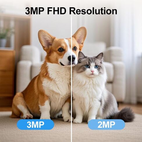 3MP WiFi Security Camera with 5000mAh Battery, 2.4G/5G Dual-Band Wireless Cam with Flexible Gooseneck, Low-Light Full Color Night Vision, One-Way Audio Remote Listen, Portable Camera for IndoorD07 in Kuwait