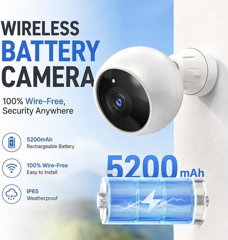 Security Cameras Wireless Outdoor, 2K Camera for Home Security | Battery Camera, Indoor Camera, Color Night Vision, 2.4G WiFi, 2-Way Talk, Siren Alarm, AI Motion Detection, 2 Pack in Kuwait