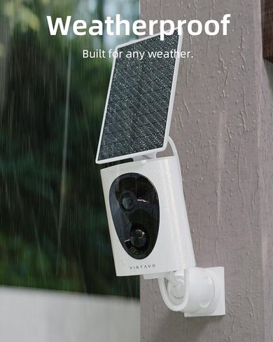 VIRTAVO Wireless Solar Security Camera Outdoor, 2K Starlight Color Night Vision, PIR Motion Detection, Battery Powered, 2-Way Audio, Weatherproof, Cloud/SD Storage, 2.4GHz WiFi, No Monthly Fee in Kuwait