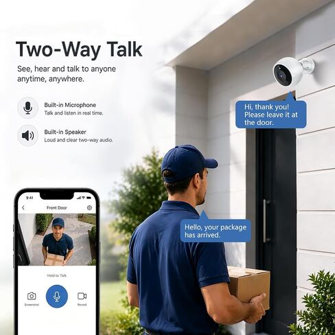 Security Cameras Wireless Outdoor, 2K Camera for Home Security | Battery Camera, Indoor Camera, Color Night Vision, 2.4G WiFi, 2-Way Talk, Siren Alarm, AI Motion Detection, 2 Pack in Kuwait