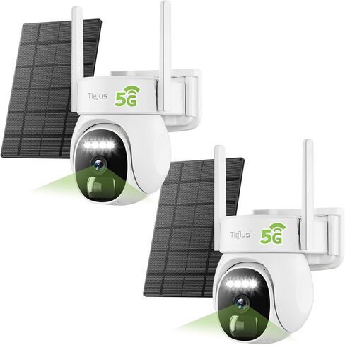 2.4G/5G Security Cameras Wireless Outdoor, 2K Solar Camera for Home Security, 360° PTZ/3MP Color Night Vision/Battery Powered/2Way Talk/Compatible with Alexa/IP66 Waterproof(2 Pack) in Kuwait