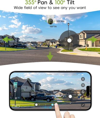 2.4G/5G Security Cameras Wireless Outdoor, 2K Solar Camera for Home Security, 360° PTZ/3MP Color Night Vision/Battery Powered/2Way Talk/Compatible with Alexa/IP66 Waterproof(2 Pack) in Kuwait