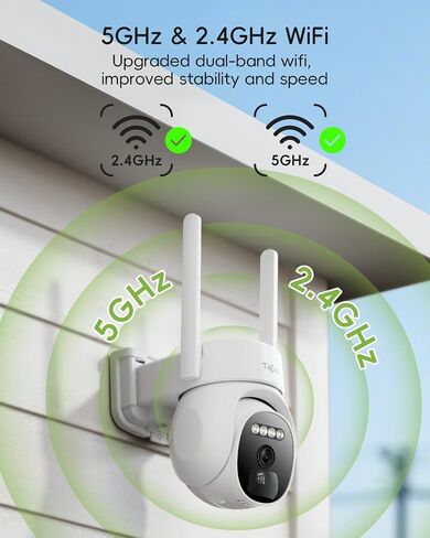 2.4G/5G Security Cameras Wireless Outdoor, 2K Solar Camera for Home Security, 360° PTZ/3MP Color Night Vision/Battery Powered/2Way Talk/Compatible with Alexa/IP66 Waterproof(2 Pack) in Kuwait