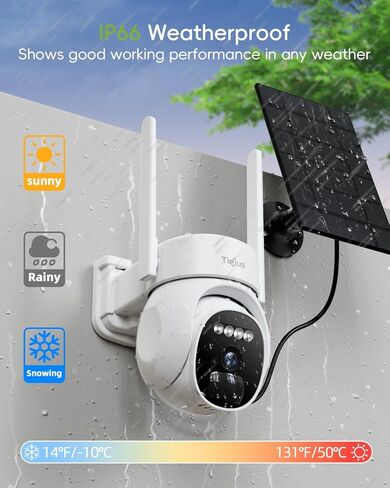 2.4G/5G Security Cameras Wireless Outdoor, 2K Solar Camera for Home Security, 360° PTZ/3MP Color Night Vision/Battery Powered/2Way Talk/Compatible with Alexa/IP66 Waterproof(2 Pack) in Kuwait