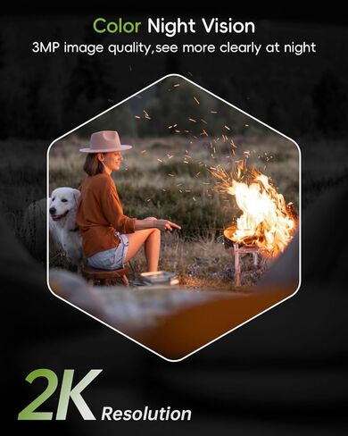 2.4G/5G Security Cameras Wireless Outdoor, 2K Solar Camera for Home Security, 360° PTZ/3MP Color Night Vision/Battery Powered/2Way Talk/Compatible with Alexa/IP66 Waterproof(2 Pack) in Kuwait