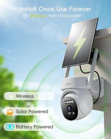 2.4G/5G Security Cameras Wireless Outdoor, 2K Solar Camera for Home Security, 360° PTZ/3MP Color Night Vision/Battery Powered/2Way Talk/Compatible with Alexa/IP66 Waterproof(2 Pack) in Kuwait