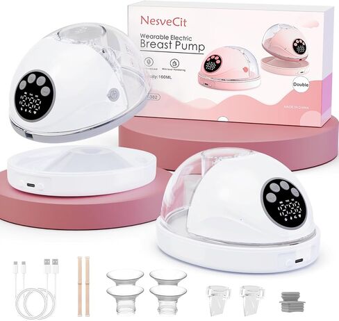 Heated Hands-Free Breast Pump, Wearable Breastfeeding with Heated Base Promotes Milk Production & Warm Comfort, Voice Reminder, 6 Modes & 12 Levels, 19/21/24 Flange for Working Moms & Midnight Feeds in Kuwait