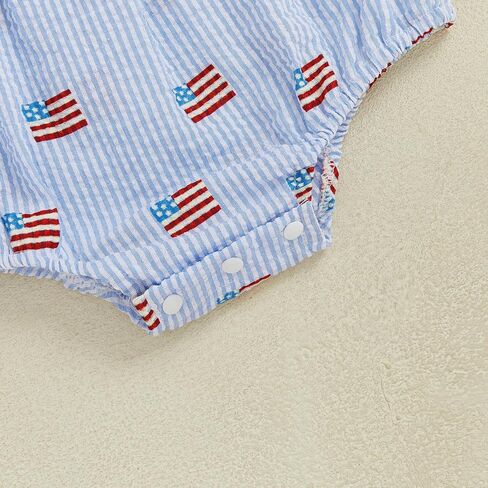 CIYCUIT Baby Girl 4th of July Outfit My First Fourth of July Smocked Ruffle Bubble One Piece Romper with Headband in Kuwait