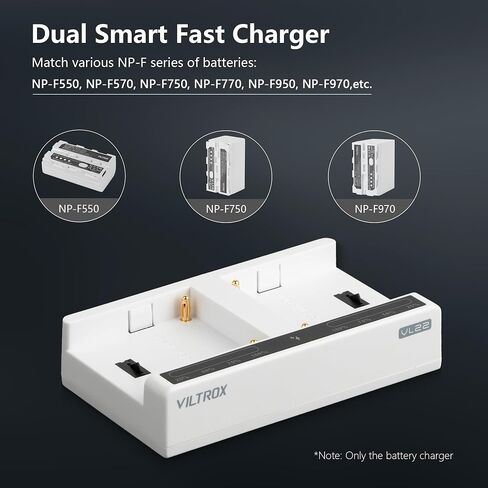 VILTROX Dual Smart USB Battery Charger 36W PD USB-C Super Fast 2-Channel Charging Station Compatible with Sony NP-F550 NP-F570 NP-F750 NP-F770 NP-F950 NP-F970 Camcorder/Video Light/Monitor Batteries in Kuwait