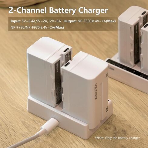 VILTROX Dual Smart USB Battery Charger 36W PD USB-C Super Fast 2-Channel Charging Station Compatible with Sony NP-F550 NP-F570 NP-F750 NP-F770 NP-F950 NP-F970 Camcorder/Video Light/Monitor Batteries in Kuwait