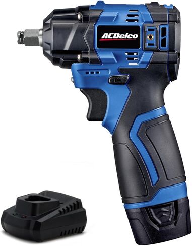 ACDelco G12 Series 12V Brushless 3/8" Cordless Impact Wrench Tool Kit, 140 ft-lbs Max Torque, 4-Mode Drive Control, 5-inch Compact Design, Includes (1) Li-ion Battery & Quick Charger - ARI12186-3P in Kuwait