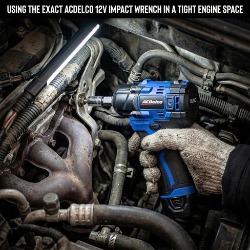 ACDelco G12 Series 12V Brushless 3/8" Cordless Impact Wrench Tool Kit, 140 ft-lbs Max Torque, 4-Mode Drive Control, 5-inch Compact Design, Includes (1) Li-ion Battery & Quick Charger - ARI12186-3P in Kuwait