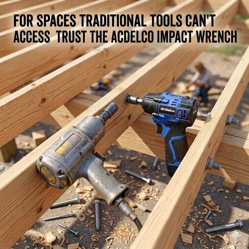 ACDelco G12 Series 12V Brushless 3/8" Cordless Impact Wrench Tool Kit, 140 ft-lbs Max Torque, 4-Mode Drive Control, 5-inch Compact Design, Includes (1) Li-ion Battery & Quick Charger - ARI12186-3P in Kuwait