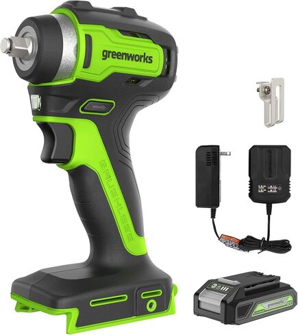 Greenworks 24V Brushless 1/2" Cordless Impact Wrench (3 Speed / 300 ft.-lbs. / LED Light), 4.0Ah Battery and Compact Charger Included in Kuwait
