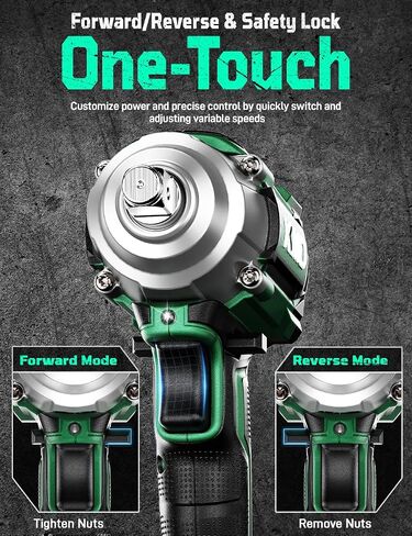 KIMO Impact Wrench 1/2 Cordless,550N.m/406ft-lbs Max Torque & 3000RPM, 2x20V 3.0Ah Battery, Impact Gun with 7 Drive Impact Sockets, 3 Inch Extension Bar, 1 Hour Fast Charger Impact Drill for Car Tires in Kuwait