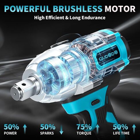 2000 Nm Cordless Impact Wrench, 3/4''（1475 ft-lbs） Brushless Impact Gun with 2 x 6.0 Ah Battery, 21V Power Impact Driver with 6 Sleeves Applications Case for Car, Truck, RV, Heavy Duty Use in Kuwait