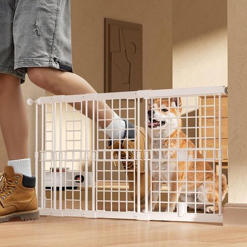 Fldofaves Adjustable Dog Gate - 13-22 Inch Height, 18-43 Inch Width Extension - No Drill Pet Gate for Doorways, Stairs, Puppies - Heavy Duty Metal Safety Gate in Kuwait