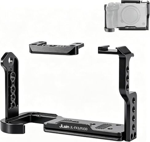 Camera Cage for Sony FX3 FX30 with NATO Rail & Cold Shoe,Built-in 1/4"-20 & 3/8"-16 Multiple Mounting Point and Quick Release Plate for Arca-Swiss in Kuwait