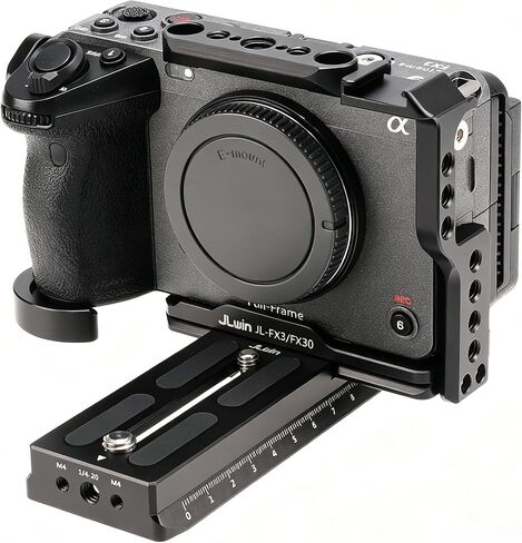 Camera Cage for Sony FX3 FX30 with NATO Rail & Cold Shoe,Built-in 1/4"-20 & 3/8"-16 Multiple Mounting Point and Quick Release Plate for Arca-Swiss in Kuwait
