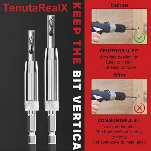 17-Piece VIX Self-Centering Drill Bit Set, 1/4″ Hex Shank Hinge Drill Bits for Woodworking, Doors & Cabinets, Includes Hex Key and 5/64″–1/4″ Bits in Kuwait