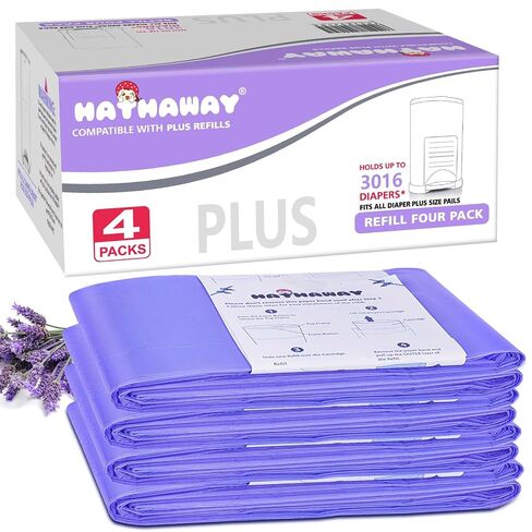 Diaper Pail Refills Increased 30% length Compatible with Dekor Plus Diaper Pails Lavender Scent Holds up to 3016 Diapers (4 Pack) in Saudi Arabia