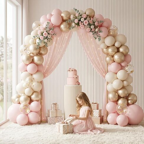 STARLATTA 7.2FT Gold Metal Wedding Arch Backdrop Stand | Heavy duty, reusable, for wedding ceremony, birthday party, baby shower, bridal shower & photo booth decoration in Kuwait