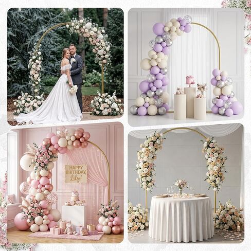 STARLATTA 7.2FT Gold Metal Wedding Arch Backdrop Stand | Heavy duty, reusable, for wedding ceremony, birthday party, baby shower, bridal shower & photo booth decoration in Kuwait