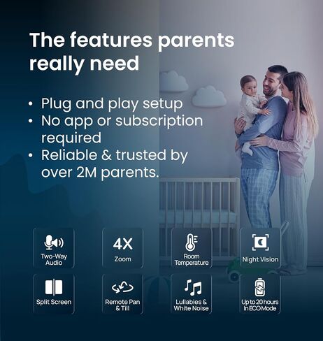 Babysense 5.5" Full-HD Split-Screen Baby Monitor, Video Baby Monitor with Camera and Audio, 3 Cameras with 6-Color RGB Night Light, 1000ft Range, 5000mAh Battery in Kuwait