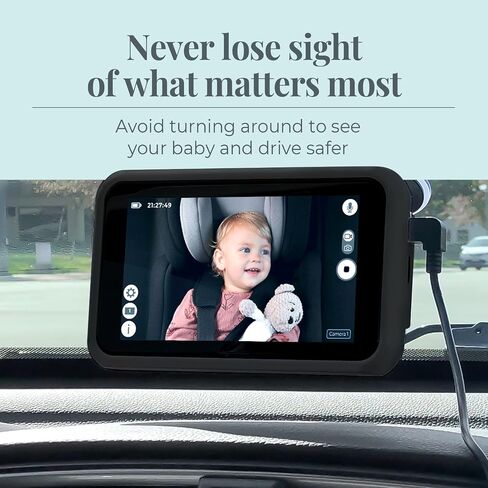 Tiny Traveler Baby Monitor - Tiny Wireless Basic Kit (TT002PBB) with Power Bank - Wireless Baby Car Monitor Camera, 8 Hours Power Bank, Night Vision, Video Record & Share, 5" Touchscreen LCD - Black in Kuwait