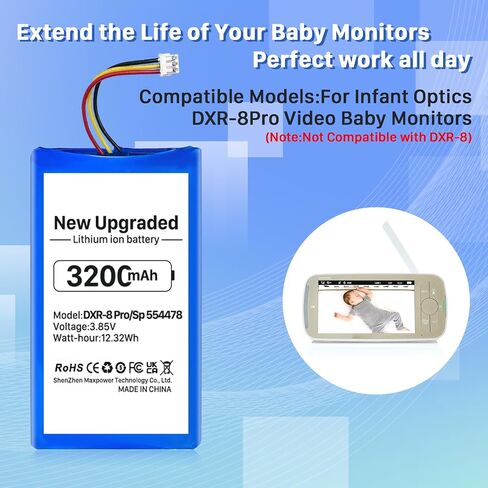 DXR-8 PRO Battery, 3200mAh 3.85V Rechargeable Lithium-Ion Battery for Video Baby Monitor Sp 554478 (Not Compatible with DXR-8) in Saudi Arabia