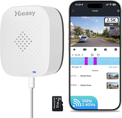 5MP 3K Window Camera, No Monthly Subscription, Full Color Night Vision, AI Motion Detection, 2.4G & 5G Dual Band WiFi, Easy Setup, 24/7 Recording, Included 32GB SD Card in Kuwait