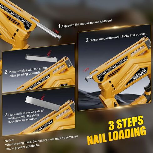 3-in-1 Small 21V Cordless Staple Gun, 18 GA Electric Brad Nailer | Battery Powered, Depth Adjustment, with 2 x 2.0Ah Batteries & Charger, 1000x18GA Nails & 1000xT50 Staples & 1000x10J Staples in Kuwait