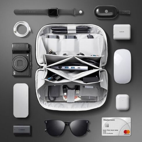 Digital Storage Bag for Data Cables, Volcano Storage Bag, Crossbody Bag, Power Bank Case, Travel Portable Bag - for Both Men And Women-Black in Kuwait