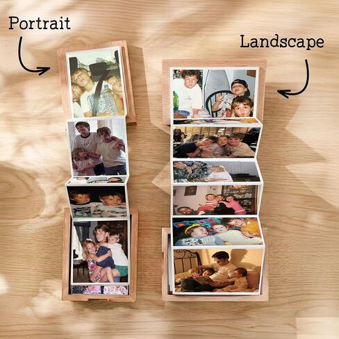 Personalized Pull Out Photo Box, Custom Engraved Accordion Picture Wooden Box, Father Day Gifts, Picture Album Box Gifts, Holds 18 Photo Prints in Kuwait