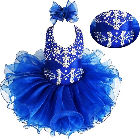 Jenniferwu G153-4 Infant Toddler Baby Newborn Little Girl's Pageant Party BirthdayDress (9-12Months, RoyalBlue) in Saudi Arabia