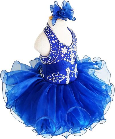 Jenniferwu G153-4 Infant Toddler Baby Newborn Little Girl's Pageant Party BirthdayDress (9-12Months, RoyalBlue) in Saudi Arabia